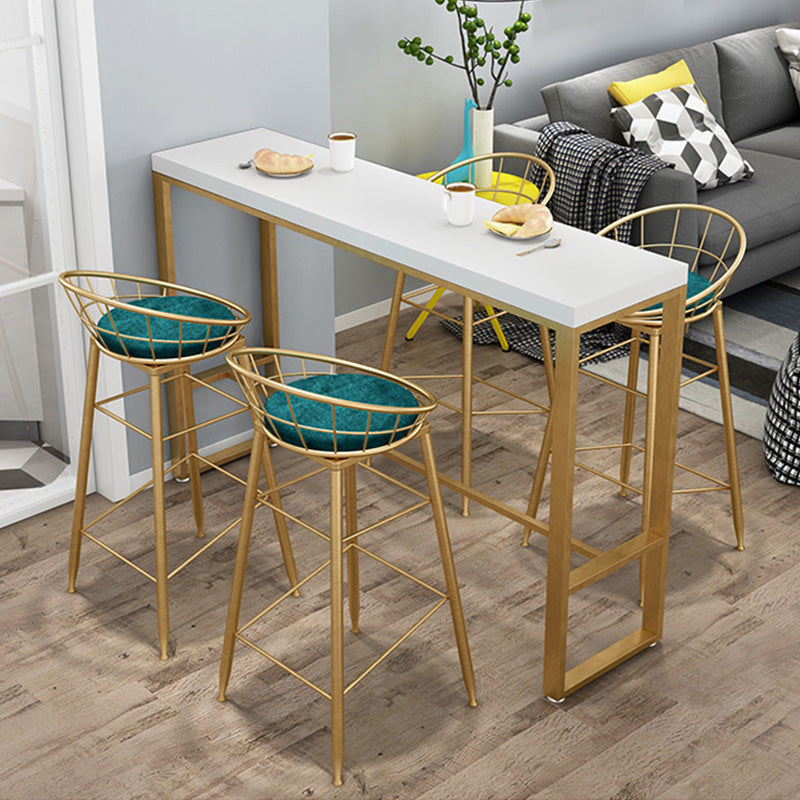 Glam Bar-height Table Solid Wood Top Pub Table with Gold Metal Base