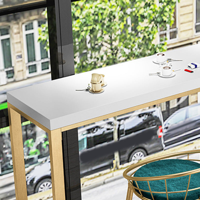 Glam Bar-height Table Solid Wood Top Pub Table with Gold Metal Base