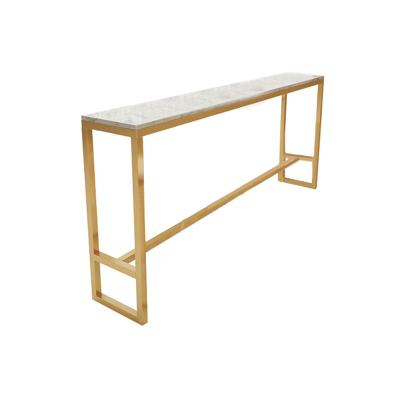 Glam Bar-height Table White Faux Marble Top Fixed Pub Table for Patio