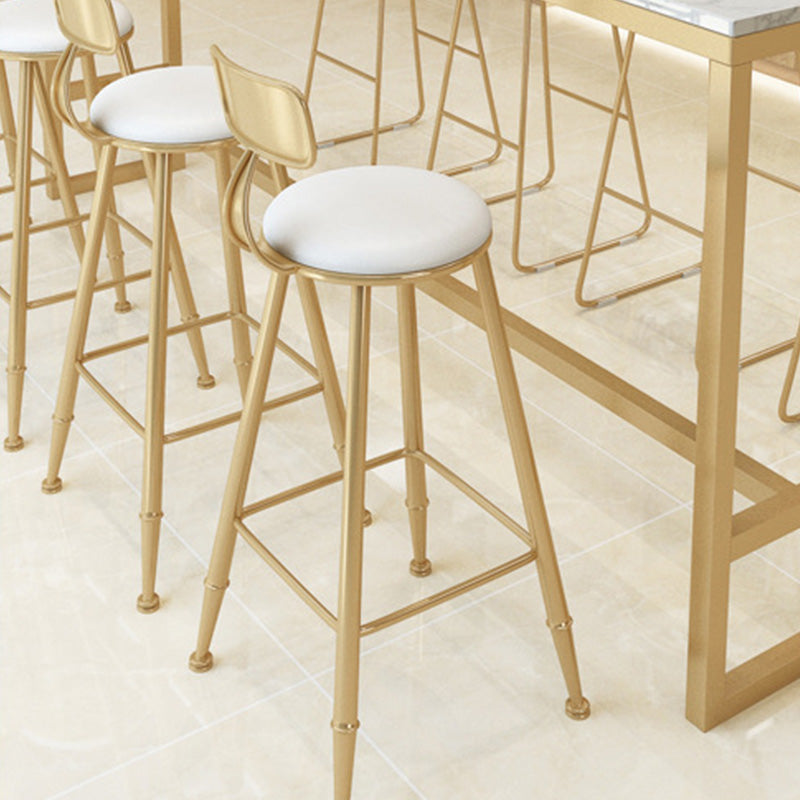 Glam Bar-height Table White Faux Marble Top Fixed Pub Table for Patio