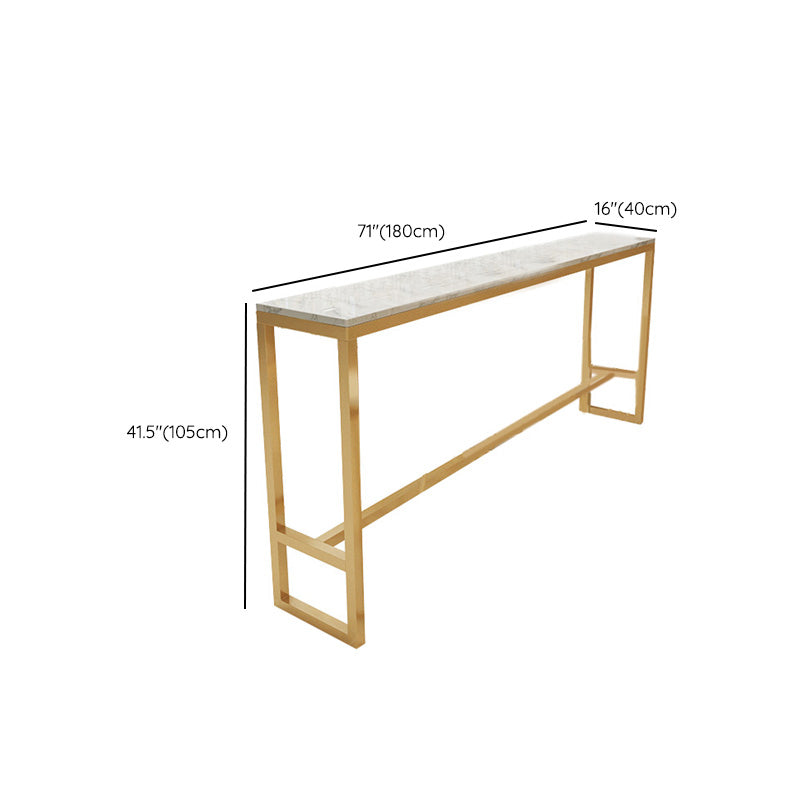 Glam Bar-height Table White Faux Marble Top Fixed Pub Table for Patio