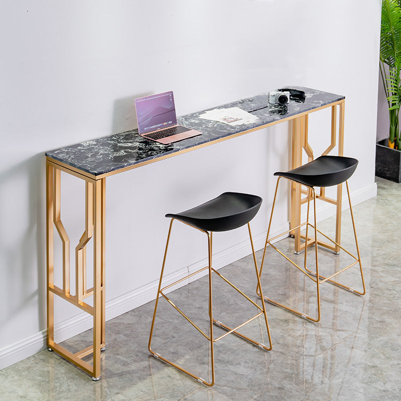 Glam Bar-height Table with Gold Legs and Metal Base Bar Table