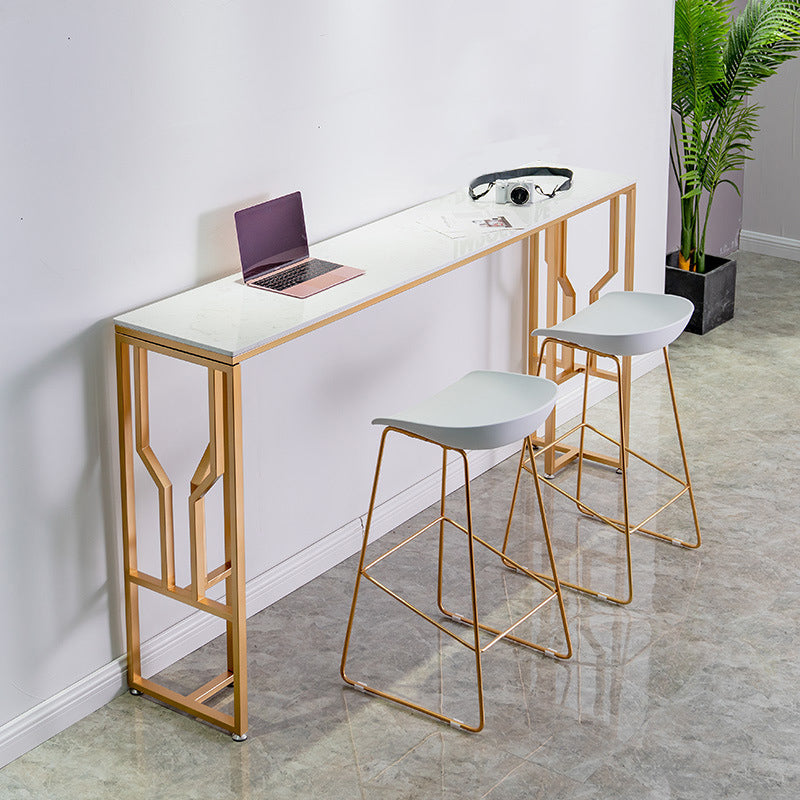 Glam Bar-height Table with Gold Legs and Metal Base Bar Table