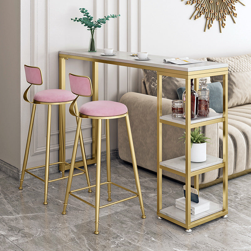 41.3-inch Faux Marble Top Table Modern Style Bistro Pub Table with Gold Base