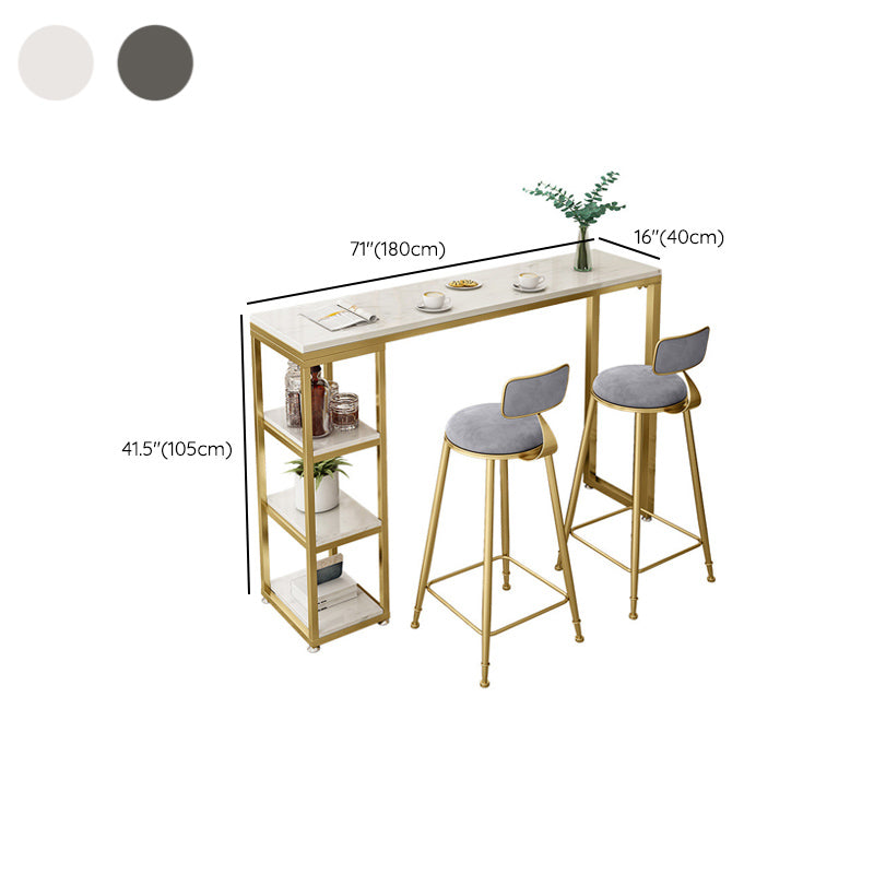 41.3-inch Faux Marble Top Table Modern Style Bistro Pub Table with Gold Base