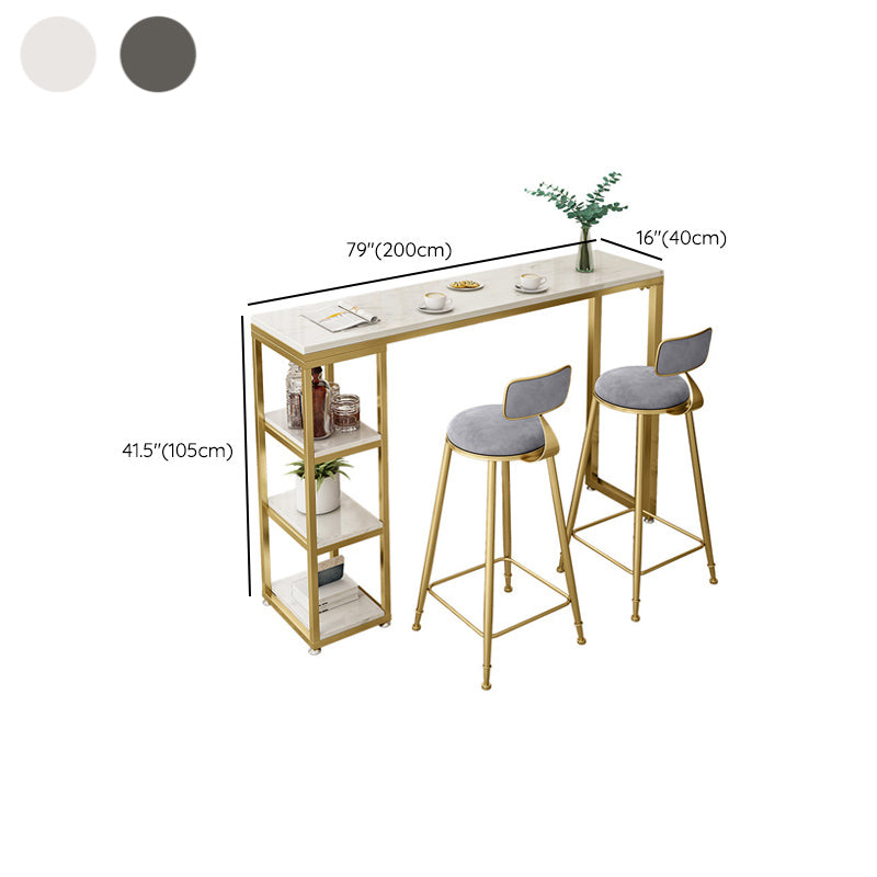 41.3-inch Faux Marble Top Table Modern Style Bistro Pub Table with Gold Base