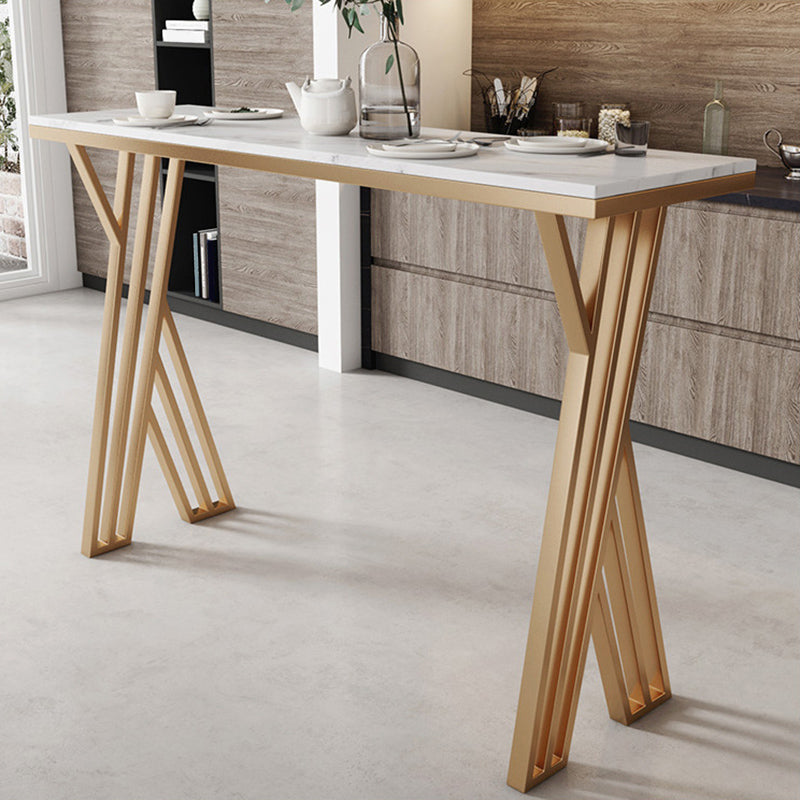 Rectangle Bar Counter Table Glam Style Faux Marble Bar Counter Table for Kitchen