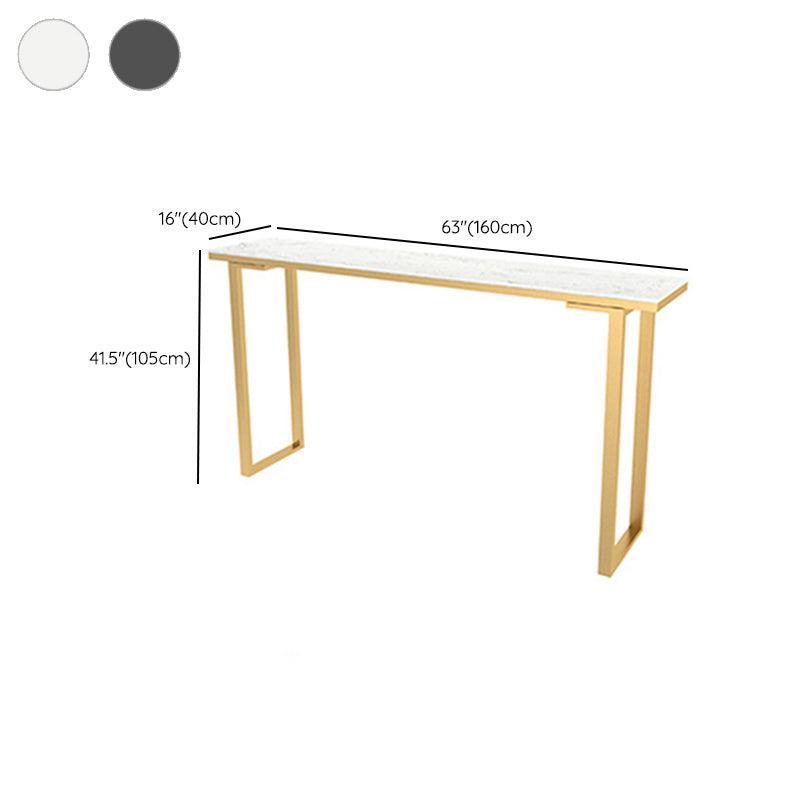 Faux Marble Top Table Modern Style Bistro Pub Table with Metal Base