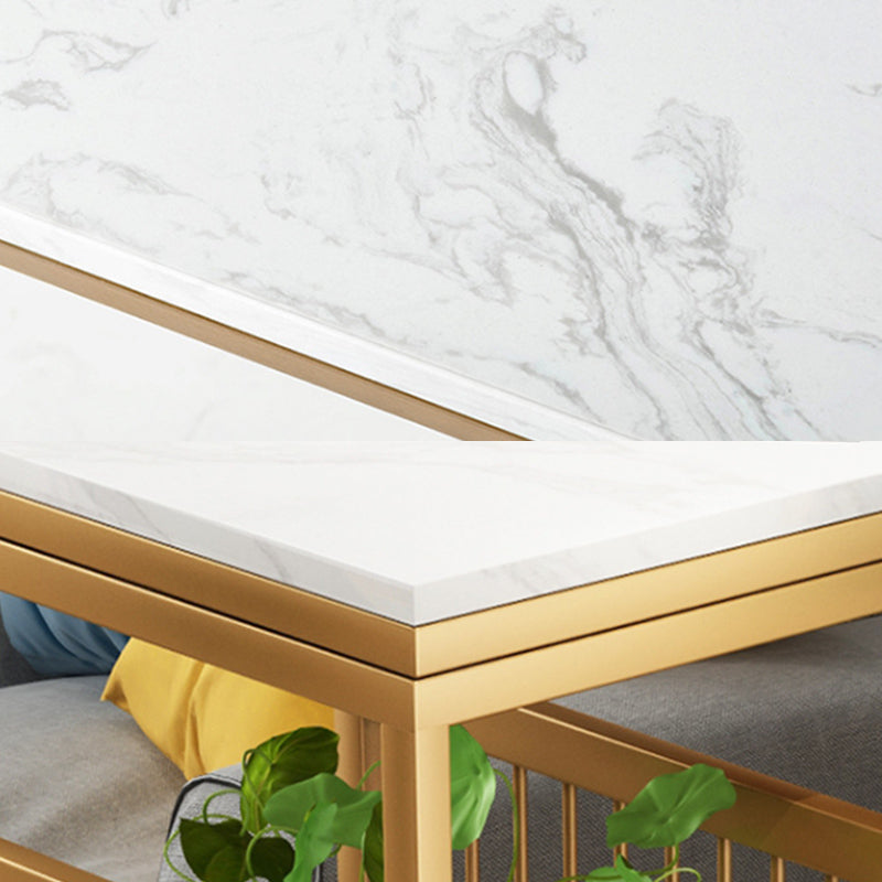 Metal Base Bar Table Rectangular Faux Marble Top Bistro Pub Table