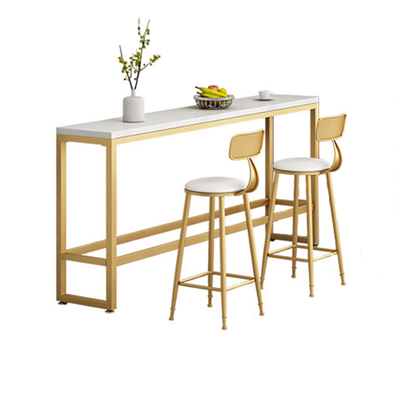 Faux Marble Counter Table Modern Rectangle Counter Table with Metal Legs