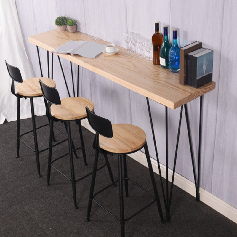 Wood Top Table Industrial Style Bistro Pub Table with 4 Legs