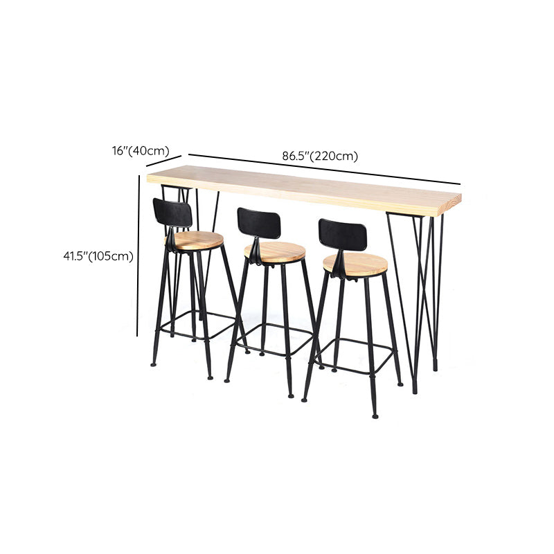 Wood Top Table Industrial Style Bistro Pub Table with 4 Legs
