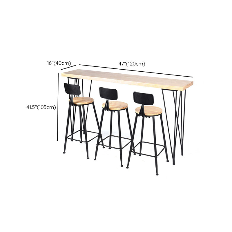 Wood Top Table Industrial Style Bistro Pub Table with 4 Legs
