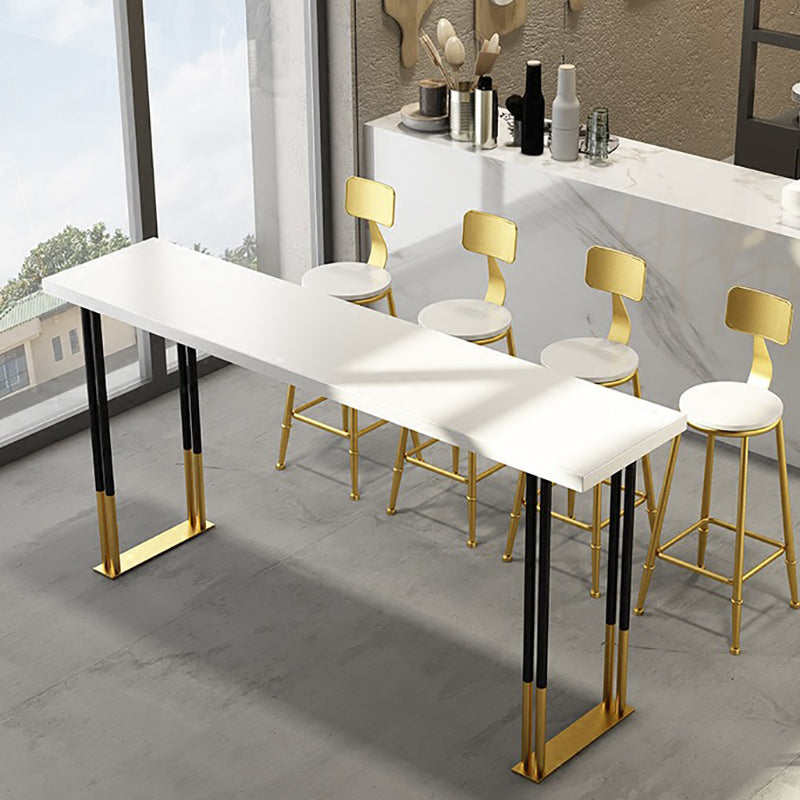 Modern Rectangle Bar Counter Table Wood Bar Counter Table with Metal Legs