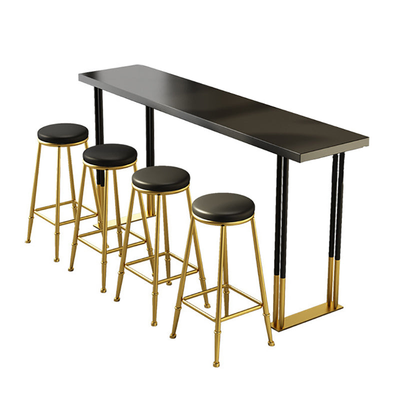 Modern Rectangle Bar Counter Table Wood Bar Counter Table with Metal Legs