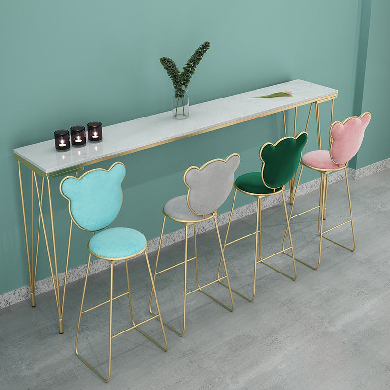 Glam Style Faux Marble Bar Counter Table Rectangle Bar Counter Table