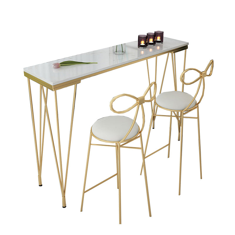 Glam Style Faux Marble Bar Counter Table Rectangle Bar Counter Table