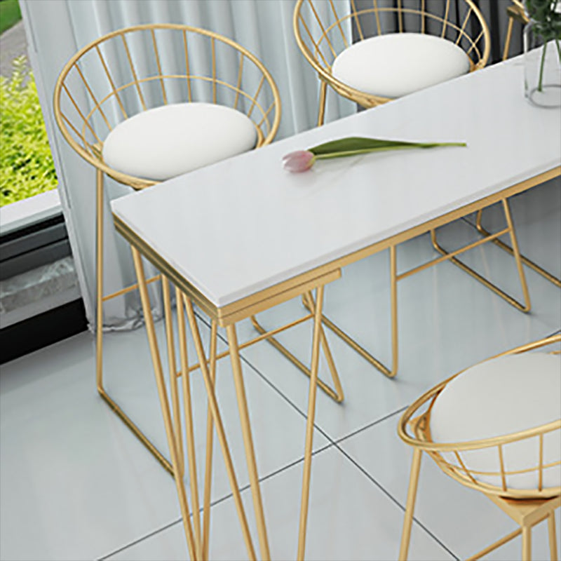 Glam Style Faux Marble Bar Counter Table Rectangle Bar Counter Table