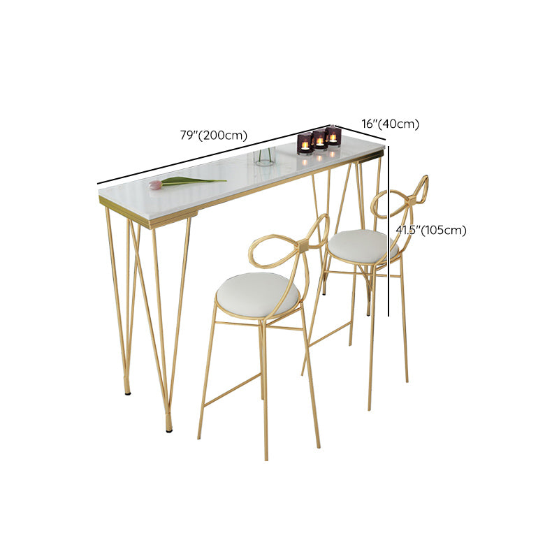 Glam Style Faux Marble Bar Counter Table Rectangle Bar Counter Table