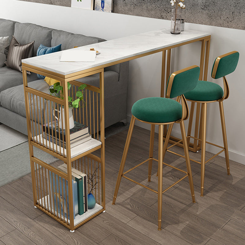 Modern Style Bar-height Table Metal Base Table with 2 Shelves