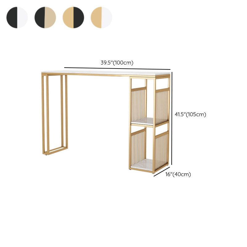 Modern Style Bar-height Table Metal Base Table with 2 Shelves