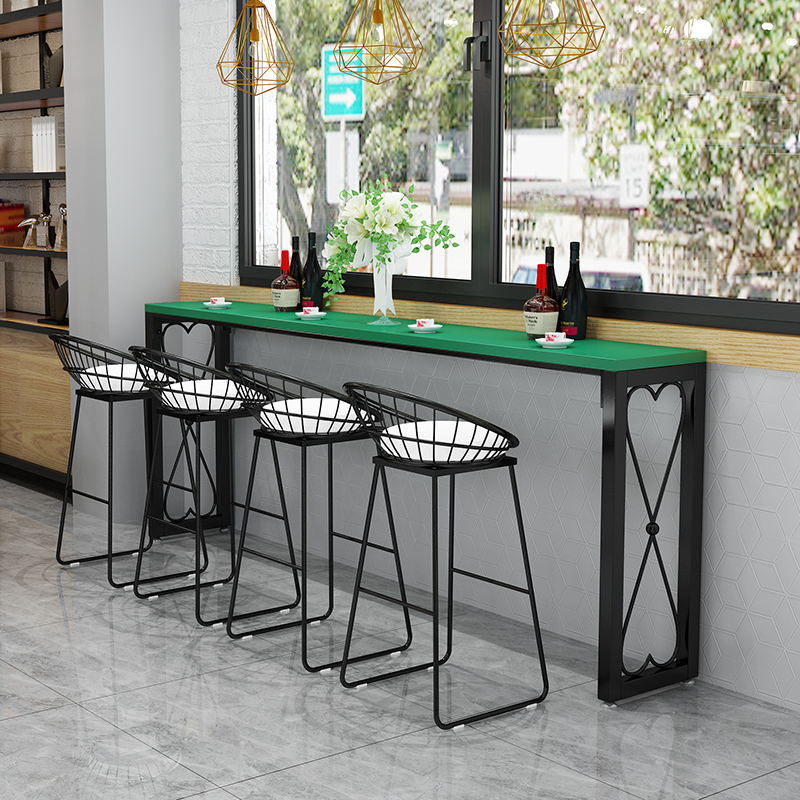 Glam Style Bar-height Table Metal Base Bistro Pub Table with Double Pedestal