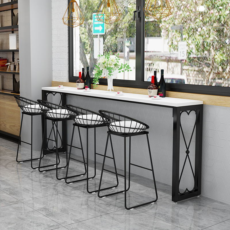 Glam Style Bar-height Table Metal Base Bistro Pub Table with Double Pedestal