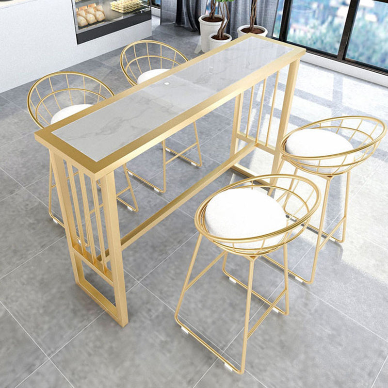 Modern Pub Height Dining Table Faux Marble Top Pub Table for Patio Use