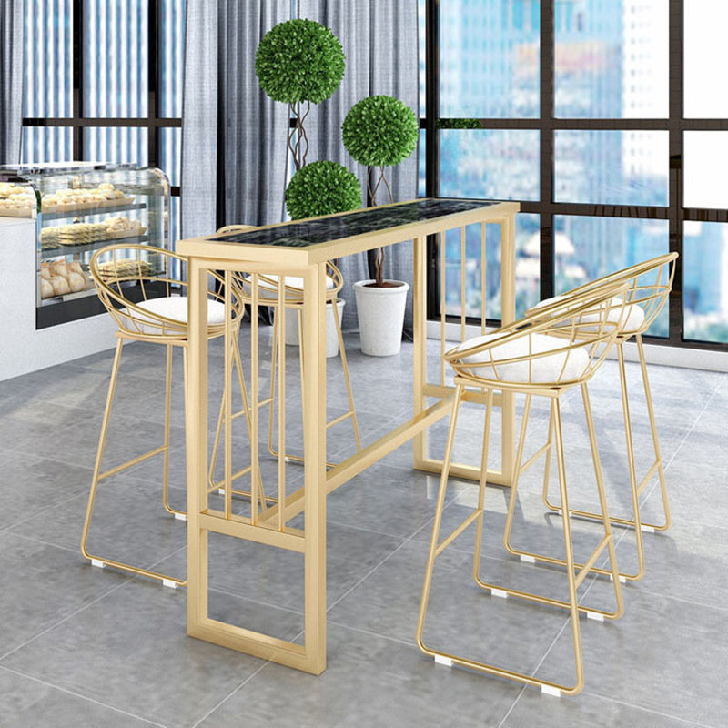 Modern Pub Height Dining Table Faux Marble Top Pub Table for Patio Use