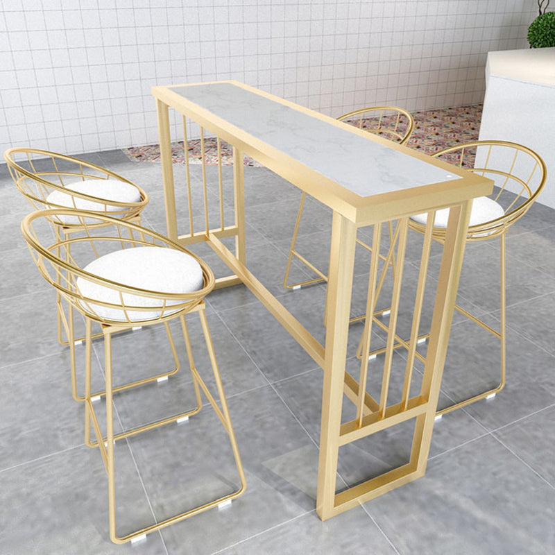 Modern Pub Height Dining Table Faux Marble Top Pub Table for Patio Use