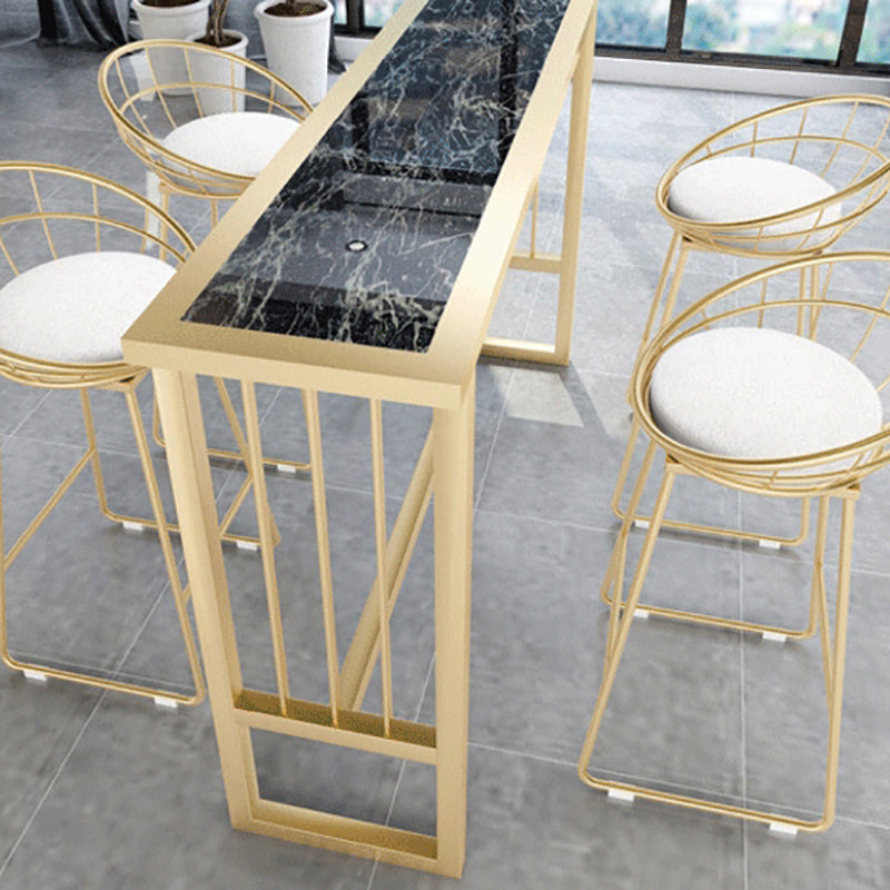 Modern Pub Height Dining Table Faux Marble Top Pub Table for Patio Use