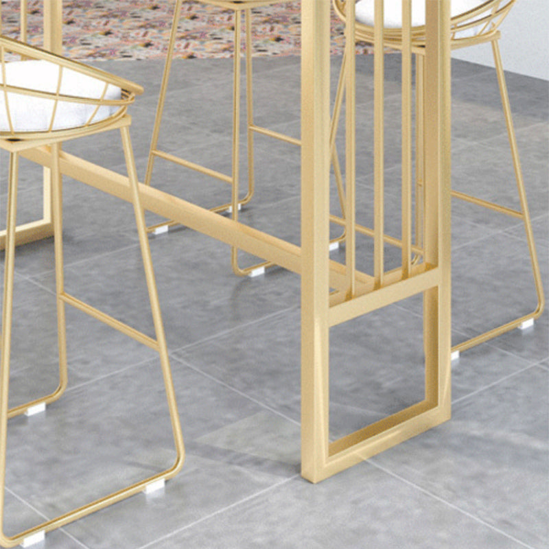 Modern Pub Height Dining Table Faux Marble Top Pub Table for Patio Use