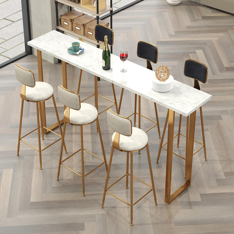 Glam Faux Marble Bar Counter Table Rectangle Bar Counter Table for Kitchen