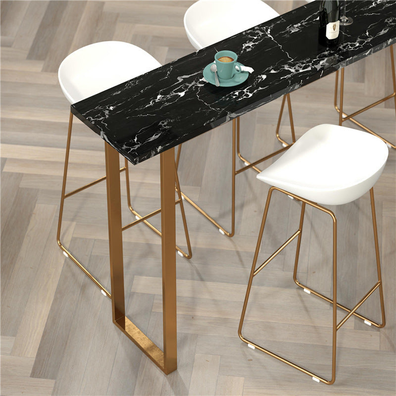 Glam Faux Marble Bar Counter Table Rectangle Bar Counter Table for Kitchen