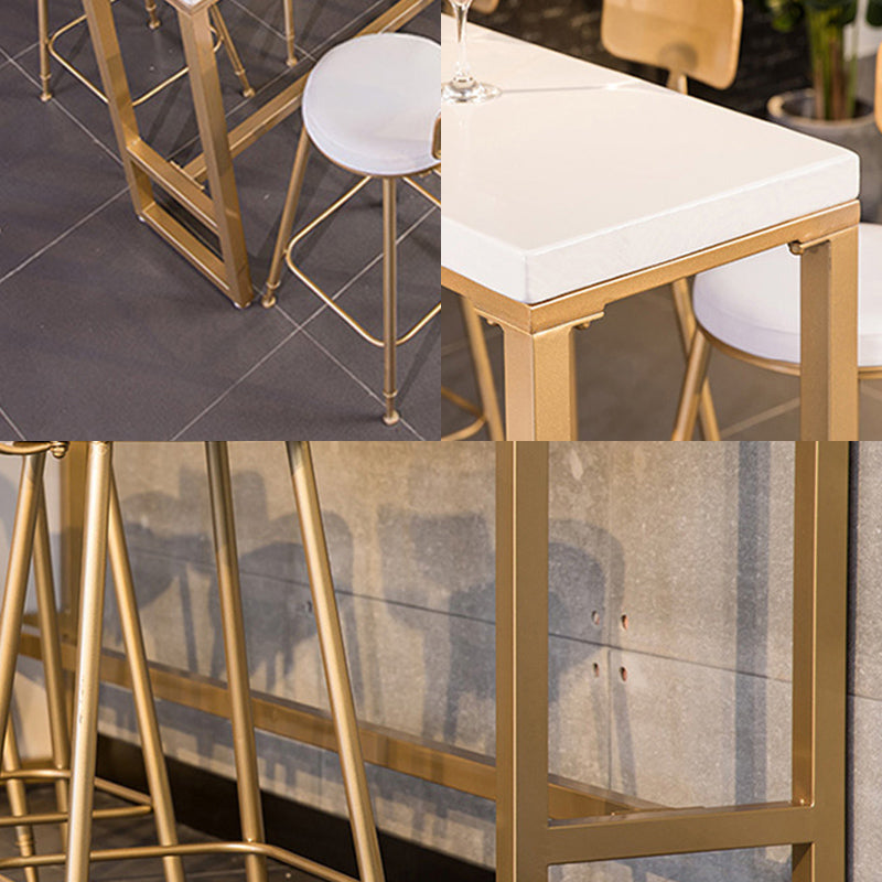 Glam Faux Marble Bar Counter Table Rectangle Bar Counter Table with Metal Legs for Kitchen