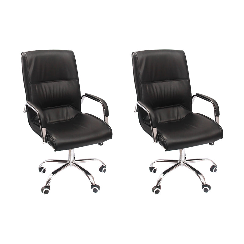 Contemporary Desk Chair Black Leather Arms Included Office Chair