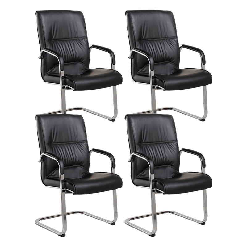 Contemporary Desk Chair Black Leather Arms Included Office Chair