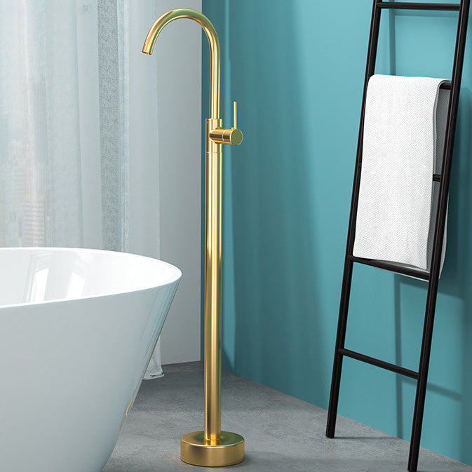 Modern Freestanding Bathtub Faucet Copper Floor Mount Freestanding Bathtub Faucet