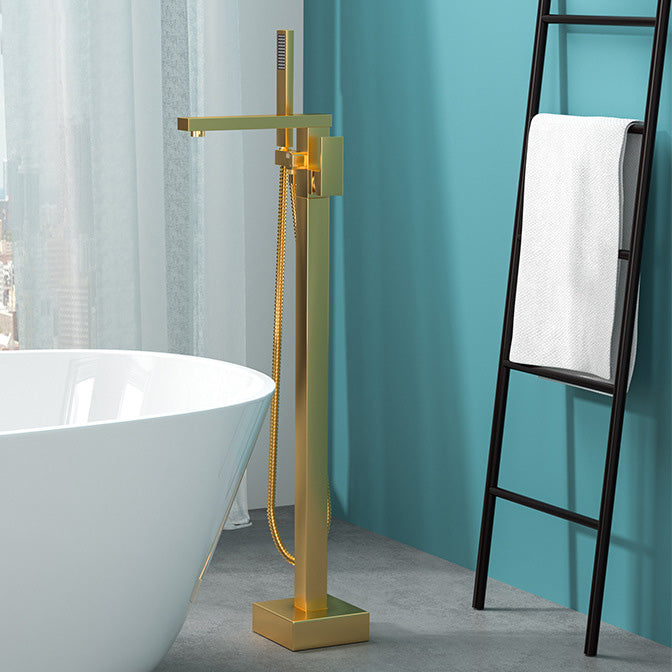 Modern Freestanding Bathtub Faucet Copper Floor Mount Freestanding Bathtub Faucet
