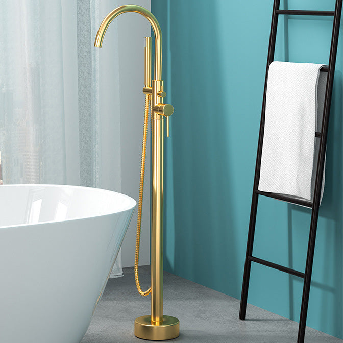Modern Freestanding Bathtub Faucet Copper Floor Mount Freestanding Bathtub Faucet