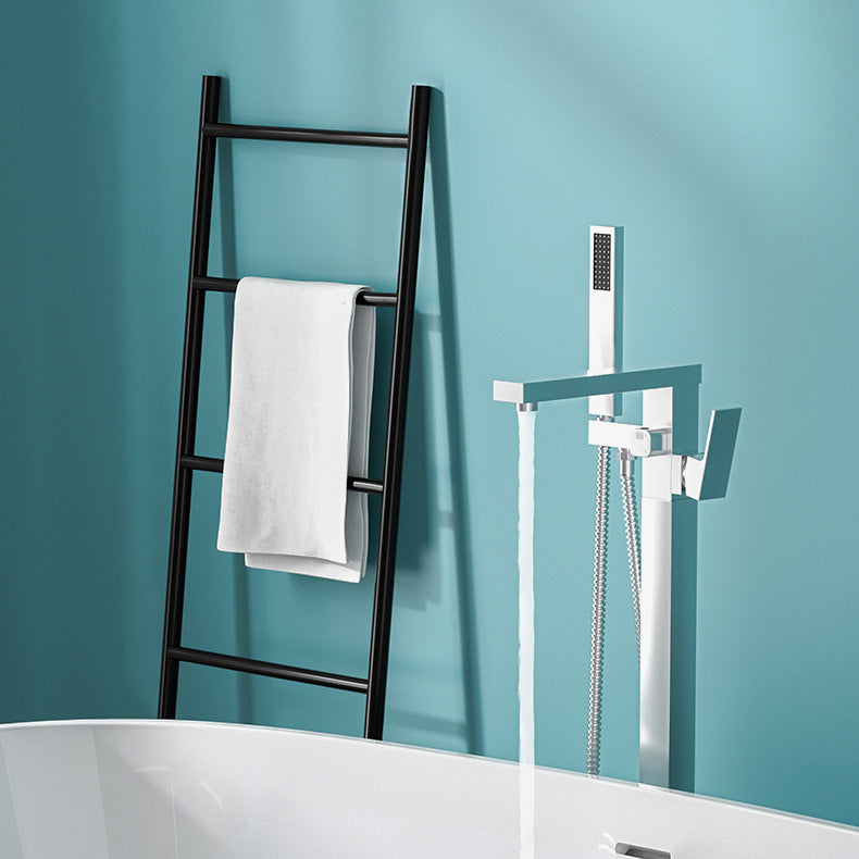 Modern Freestanding Bathtub Faucet Copper Floor Mount Freestanding Bathtub Faucet