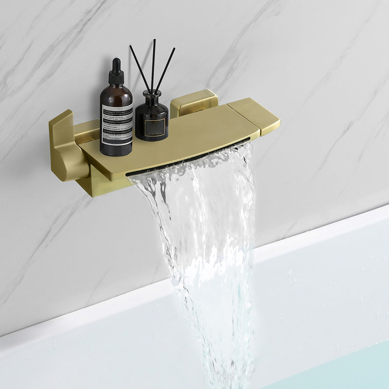 Modern Bathroom Faucet Two Handle Copper Wall Mounted Bathroom Faucet