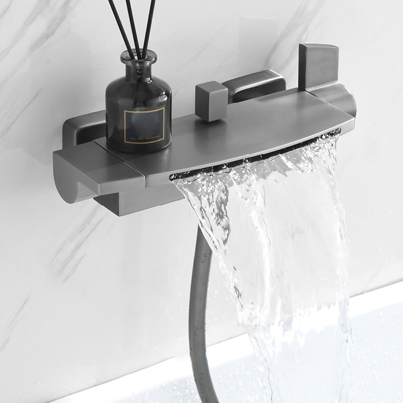 Modern Bathroom Faucet Two Handle Copper Wall Mounted Bathroom Faucet