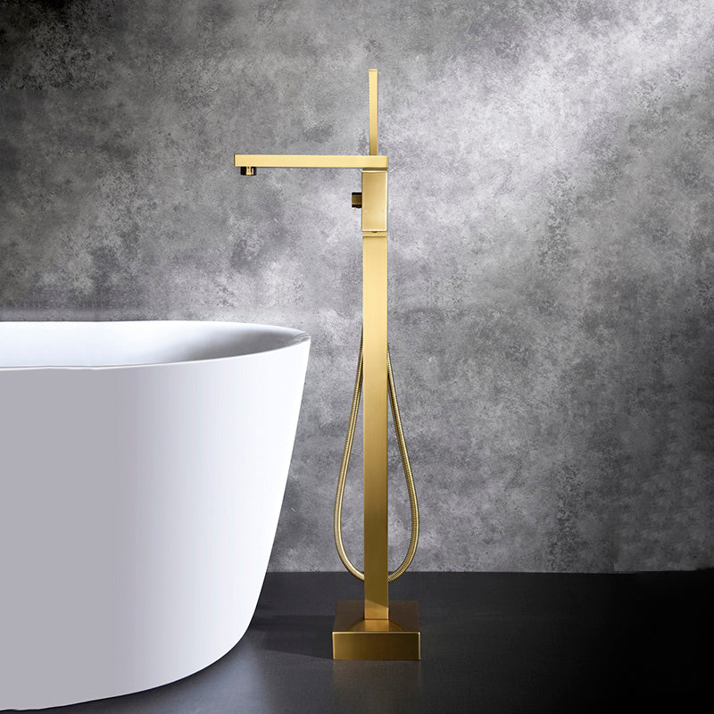Modern Freestanding Tub Faucet Copper One Handle Floor Mounted Freestanding Bathtub Faucet