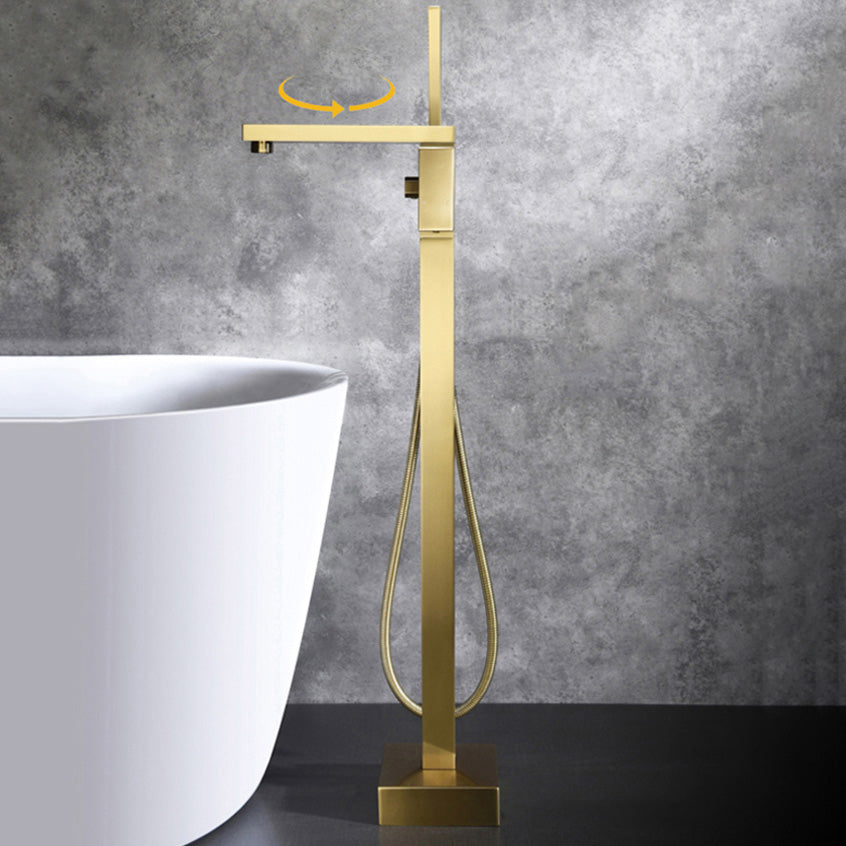 Modern Freestanding Tub Faucet Copper One Handle Floor Mounted Freestanding Bathtub Faucet