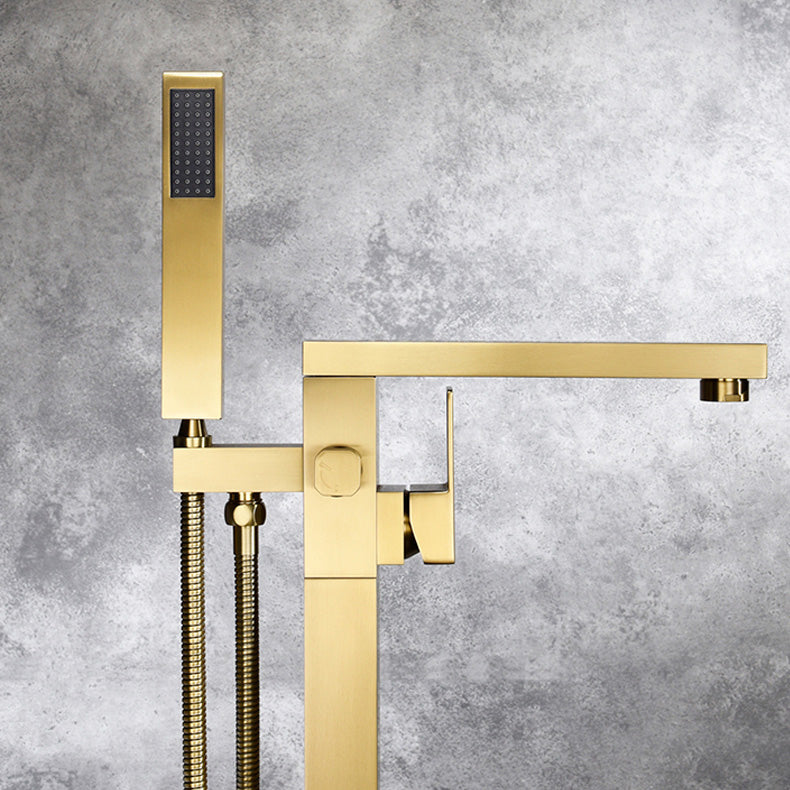 Modern Freestanding Tub Faucet Copper One Handle Floor Mounted Freestanding Bathtub Faucet