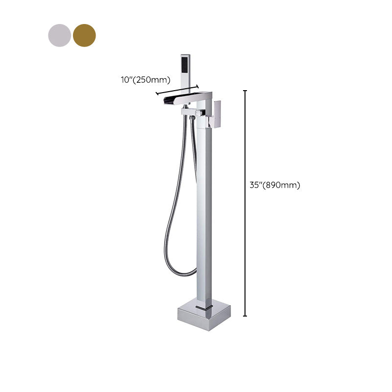 Modern Freestanding Tub Faucet Copper One Handle Floor Mounted Freestanding Bathtub Faucet