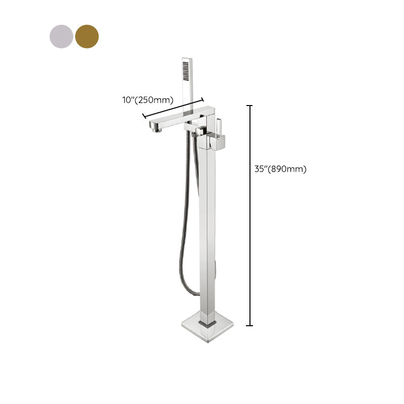 Modern Freestanding Tub Faucet Copper One Handle Floor Mounted Freestanding Bathtub Faucet