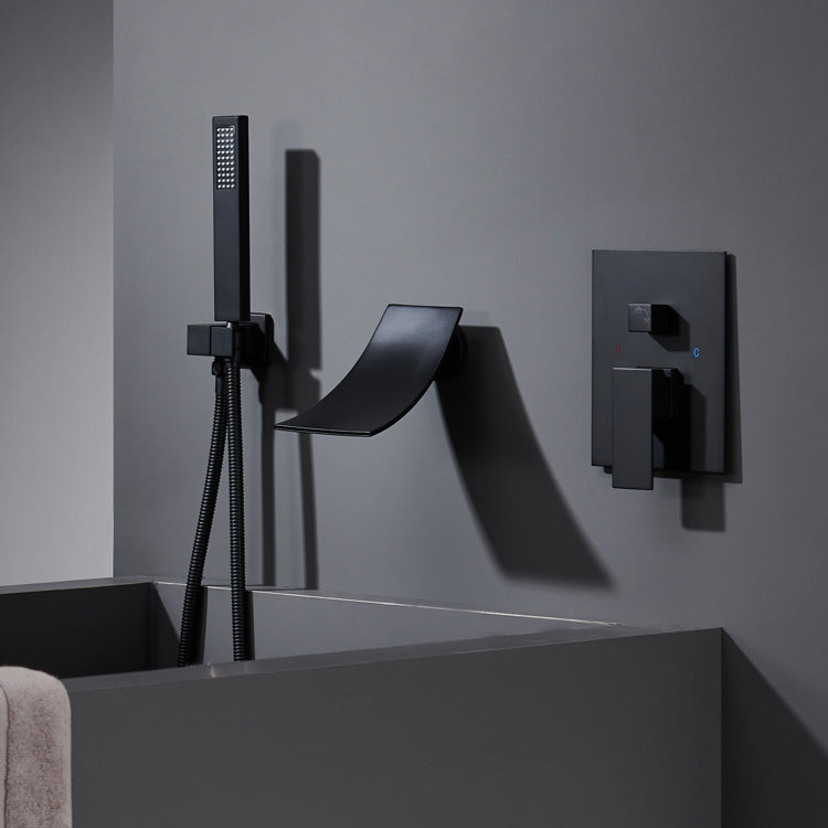 Modern Bathroom Faucet One Handle Copper Wall Mounted Bathtub Faucet