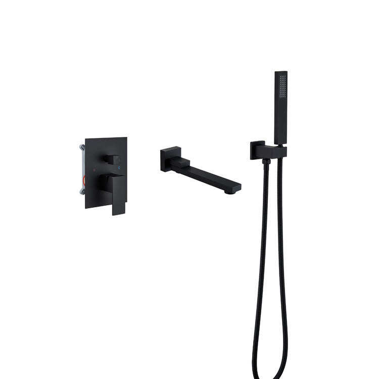 Modern Bathroom Faucet One Handle Copper Wall Mounted Bathtub Faucet